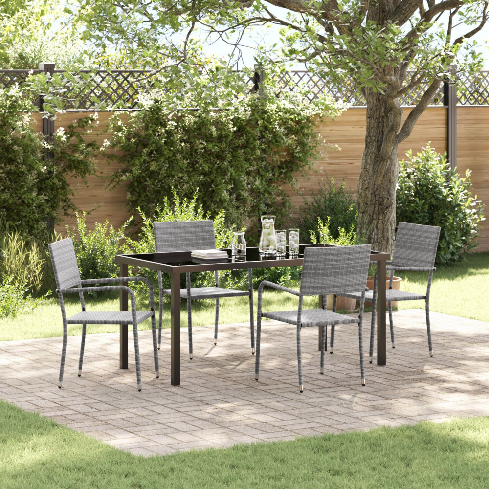 Trädgårdsmöbelset 5 pcs Grå Poly rattan