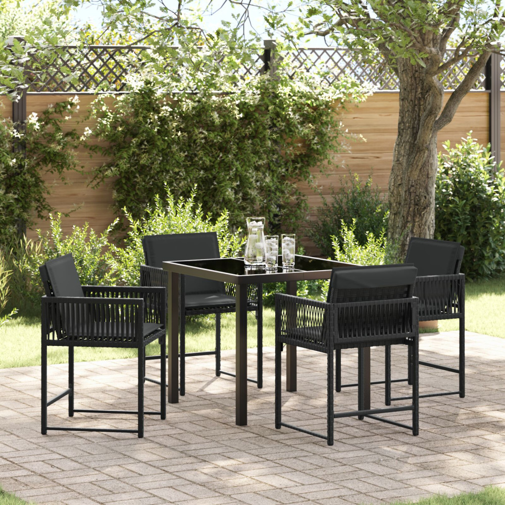 Trädgårdsmöbelset 5 pcs Svart konstrotting