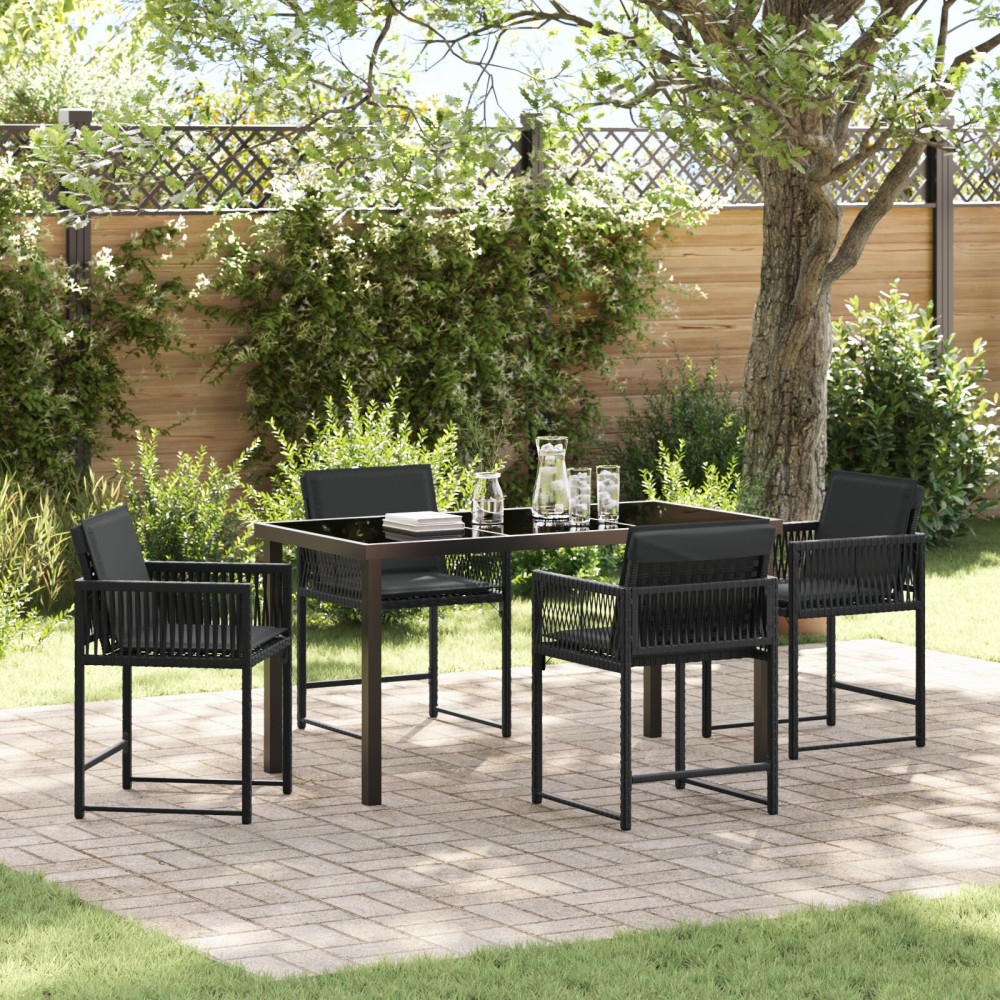 Trädgårdsmöbelset 5 pcs Svart konstrotting
