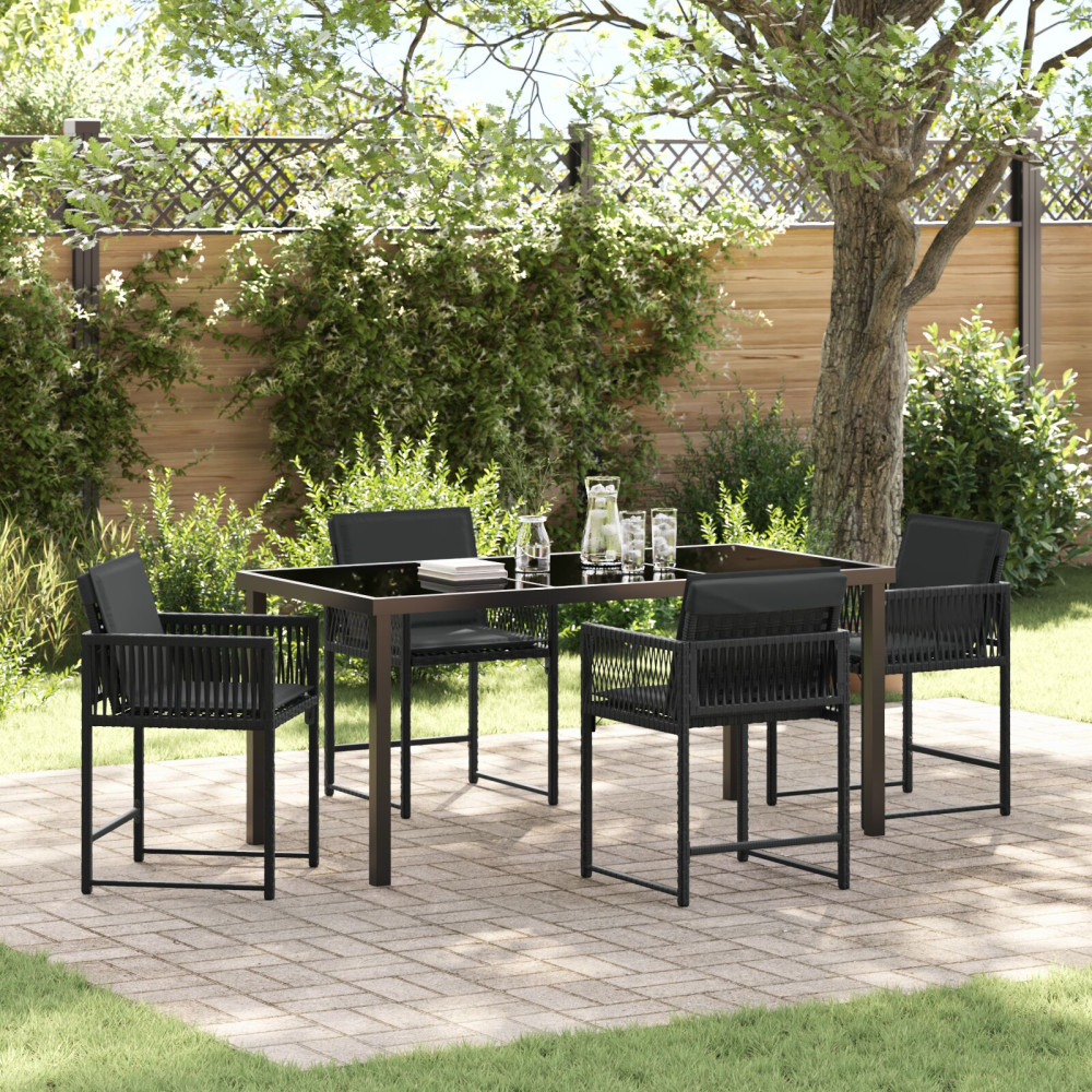 Trädgårdsmöbelset 5 pcs Svart konstrotting