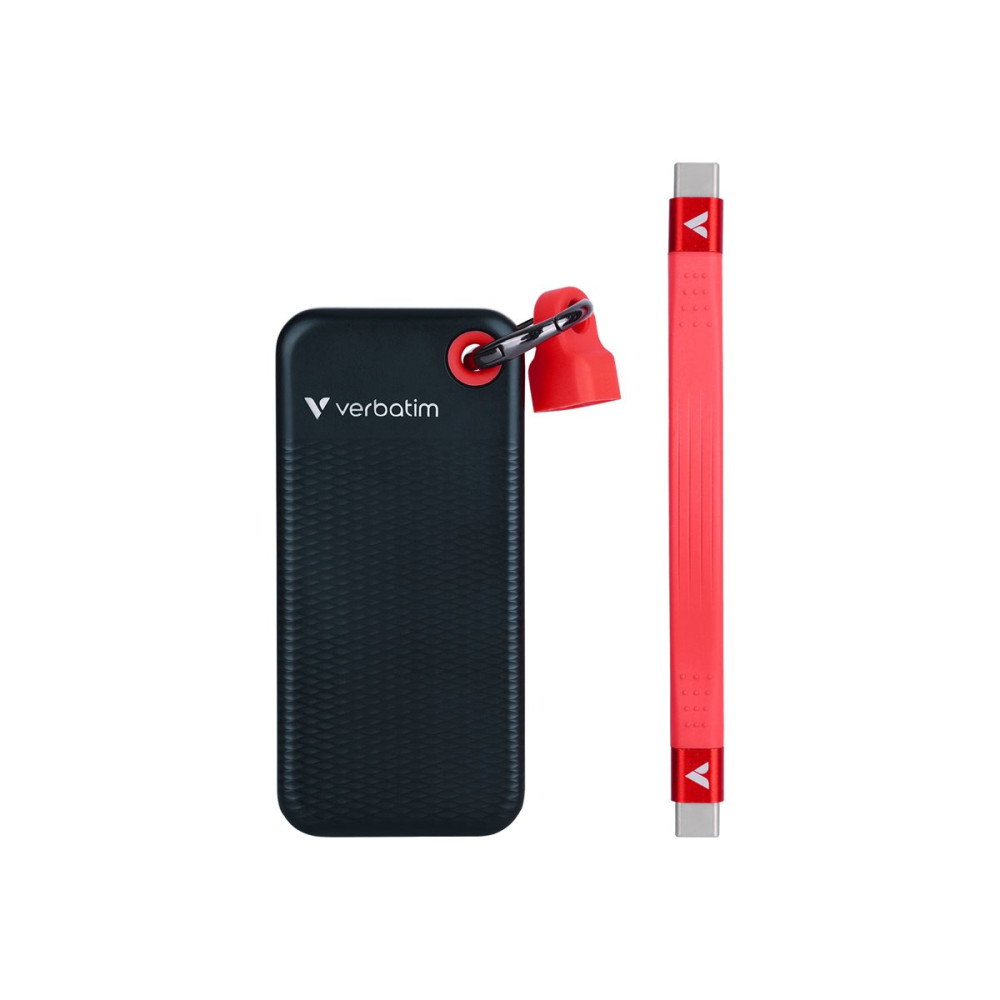 Verbatim Pocket - SSD - 2 TB - nyckelring med kabelkoppling - USB 3.2 Gen 2