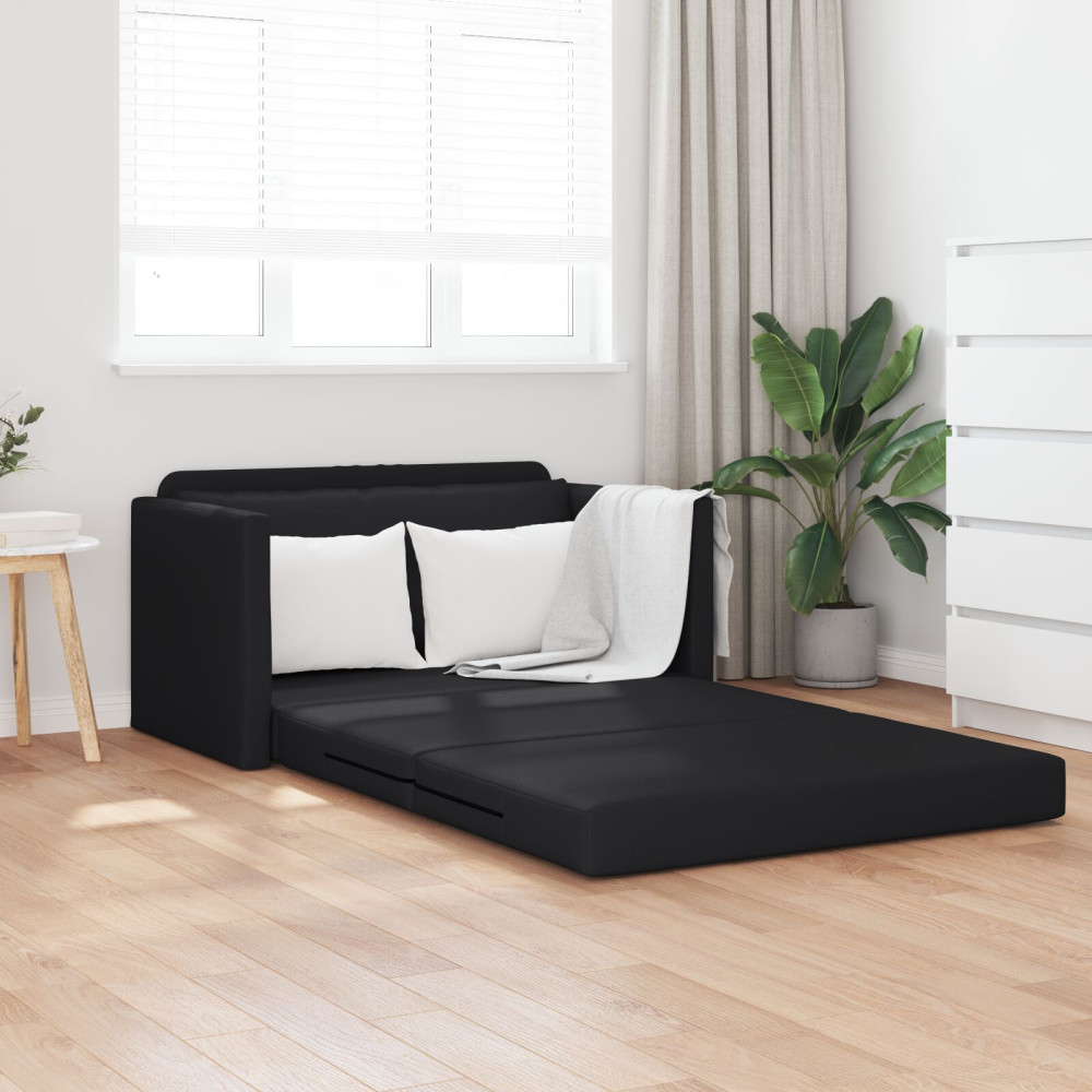 Golvsäng Soffa 2-i-1 Svart 124x71x78 cm Faux Läder