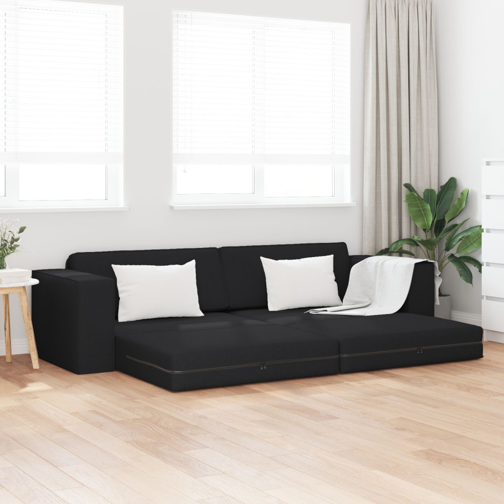 Golvsängsoffa 2-i-1 Svart 245x150x60.5 cm Tyg