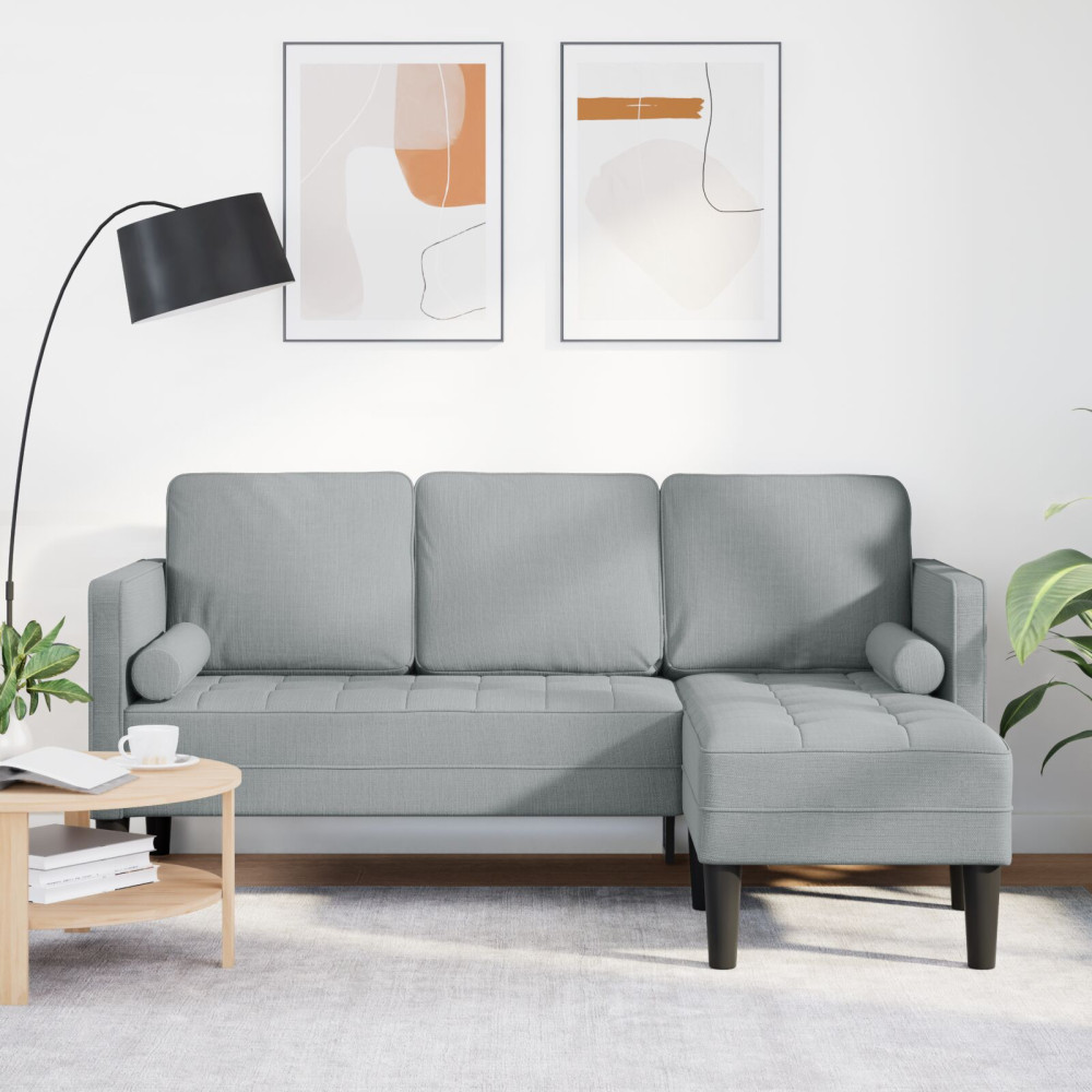 Soffset med kudde Ljusgrå Polyester
