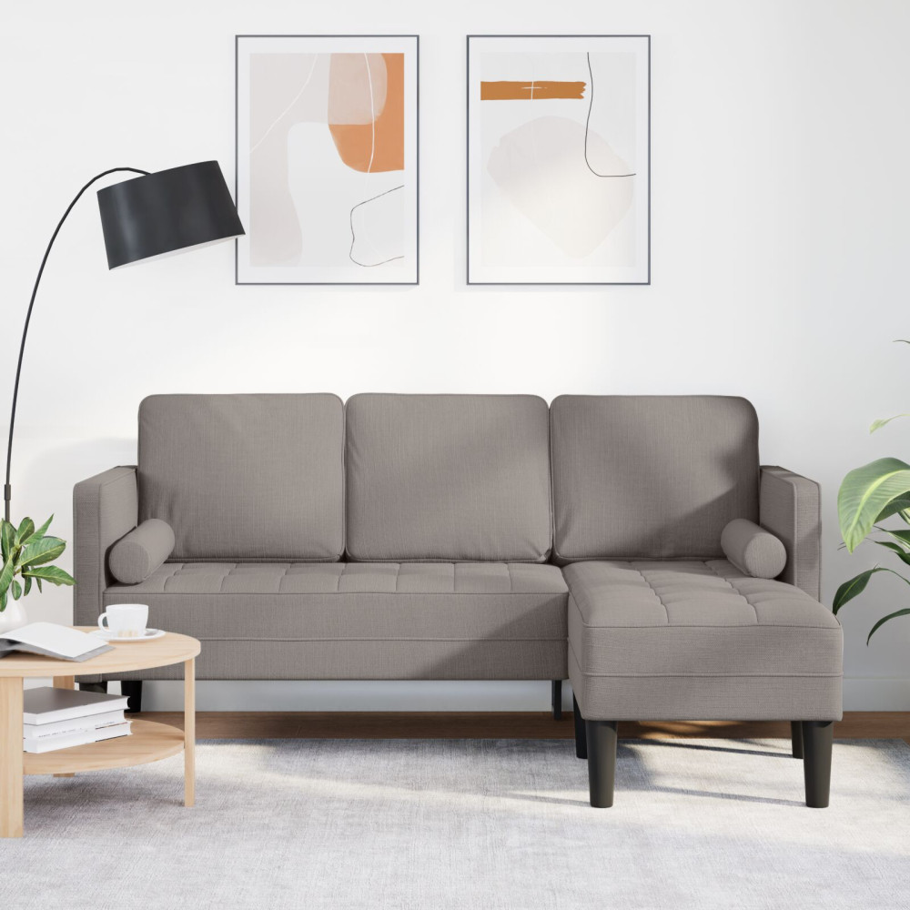 3-sitssoffa L-formad Taupe 160 cm Tyg