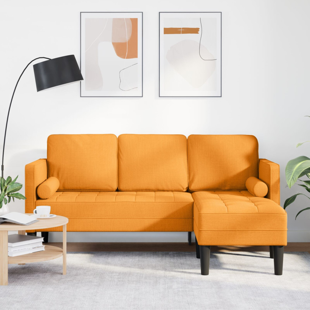 3-sits L-formad soffa mörkgul 160 cm tyg