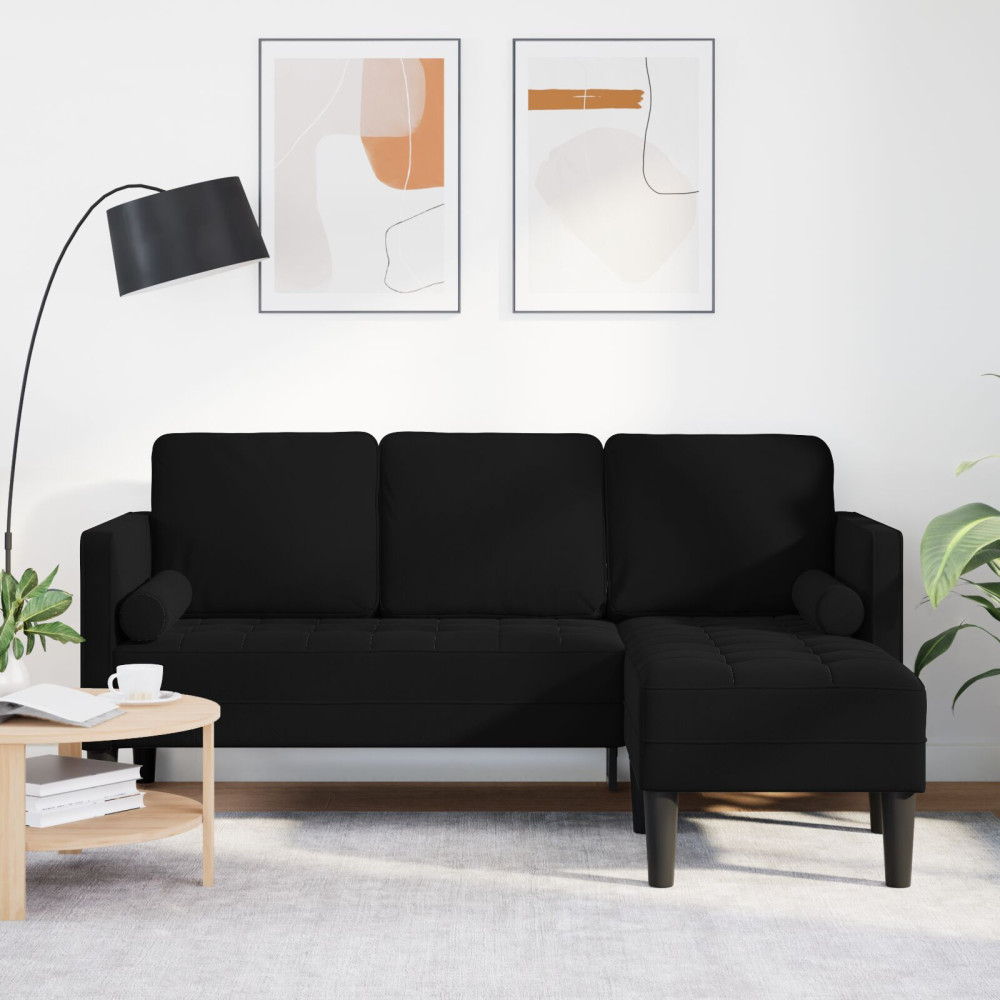 Soffset med kudde Svart Polyester