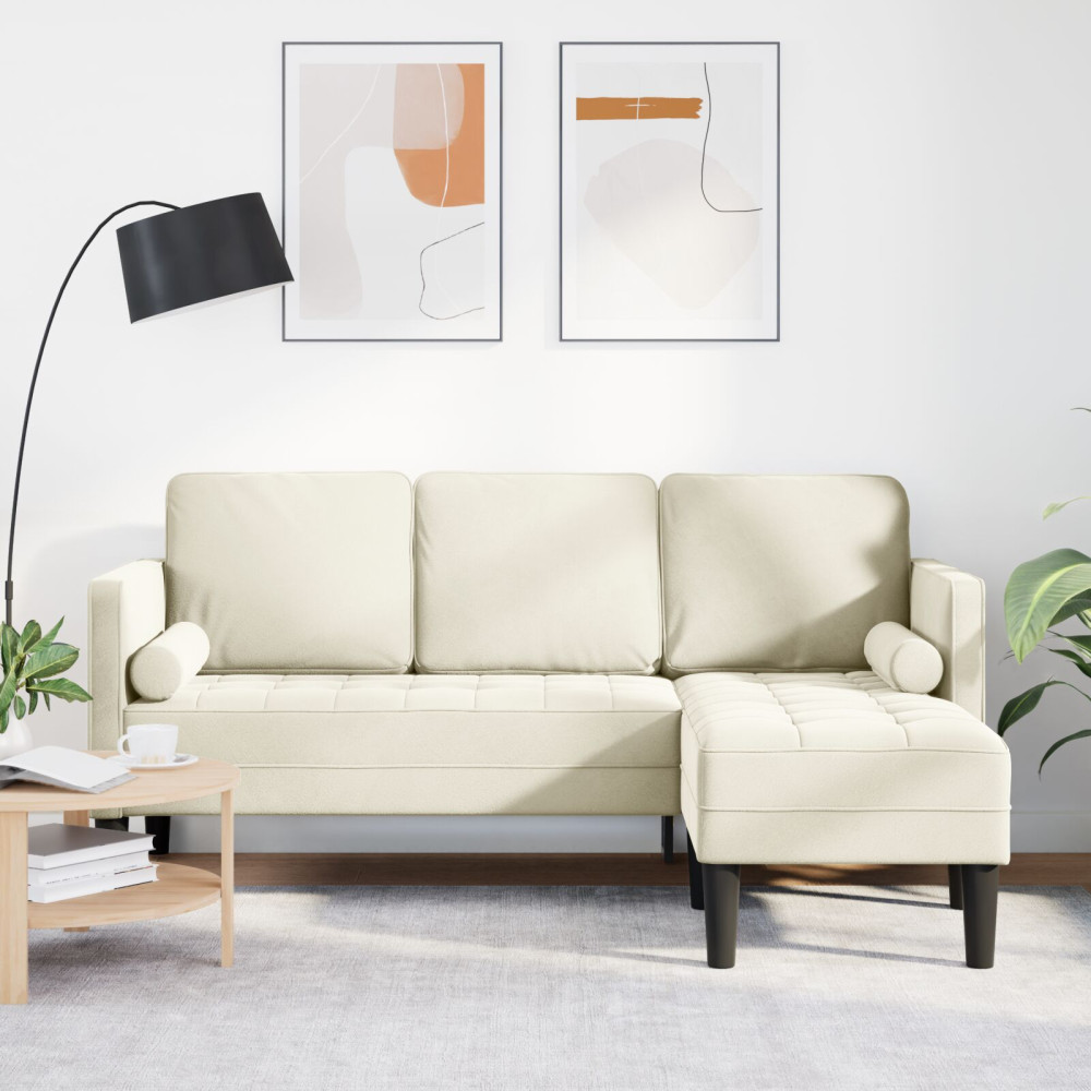 L-formad Soffa Grädde 173x131x67 cm Sammet