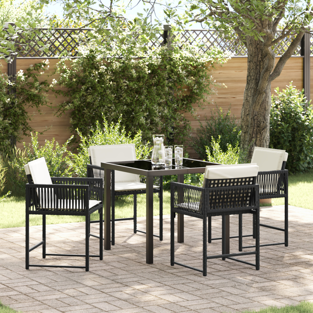 Trädgårdsmöbelset 5 pcs Svart konstrotting