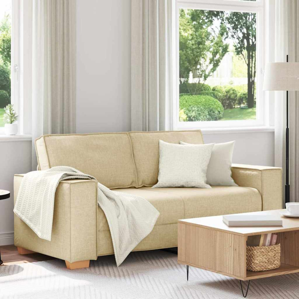 2-sitssoffa krämfärgad 140 cm tyg