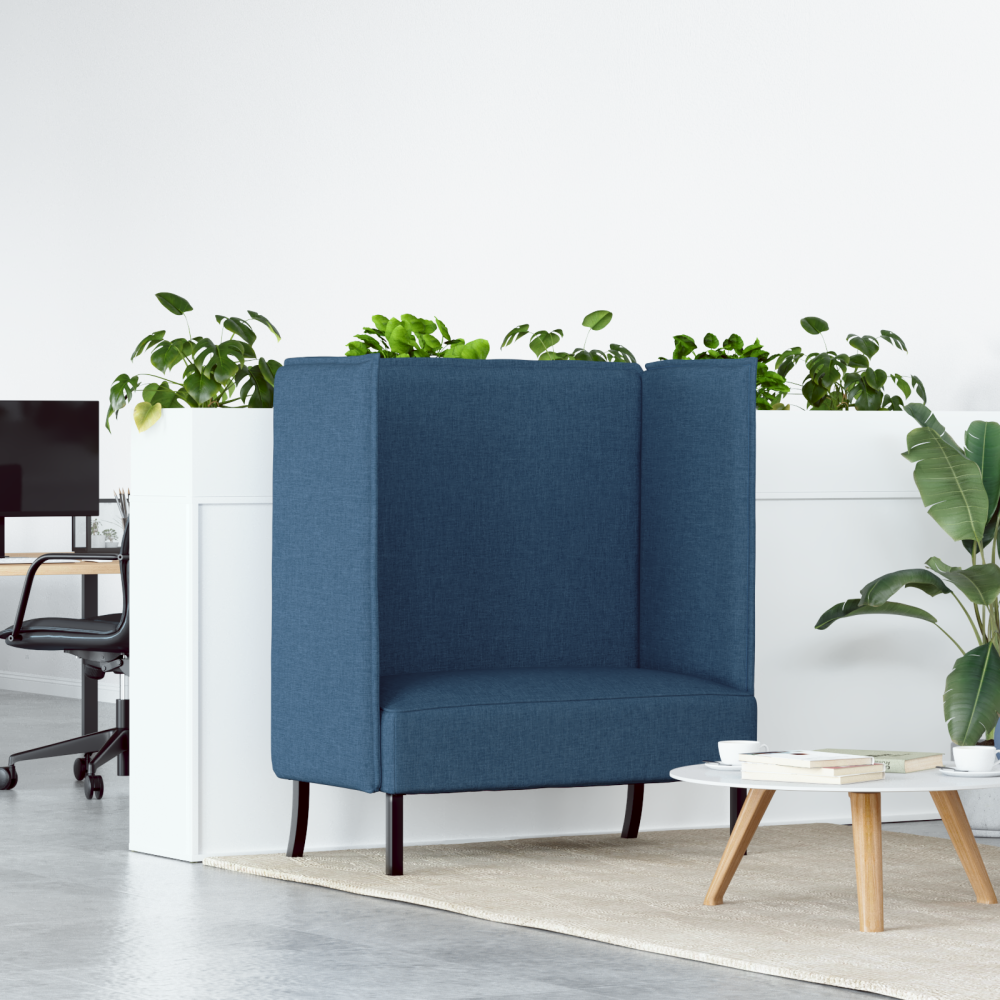 Hög Ryggsoffa 101cm Blå tyg