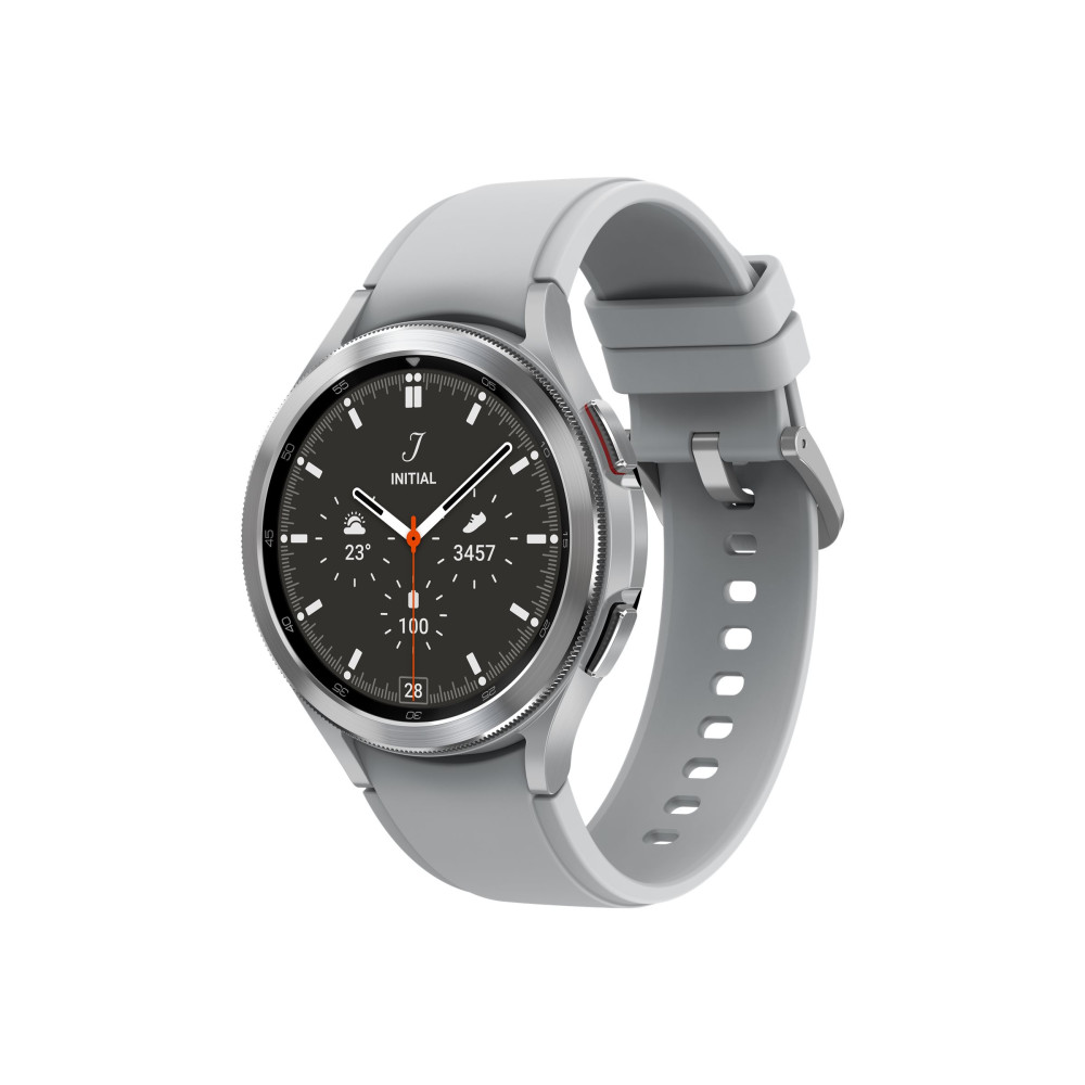 Samsung Galaxy Watch4 Classic - silver - smart klocka med ridge-sportband - silver - 16 GB
