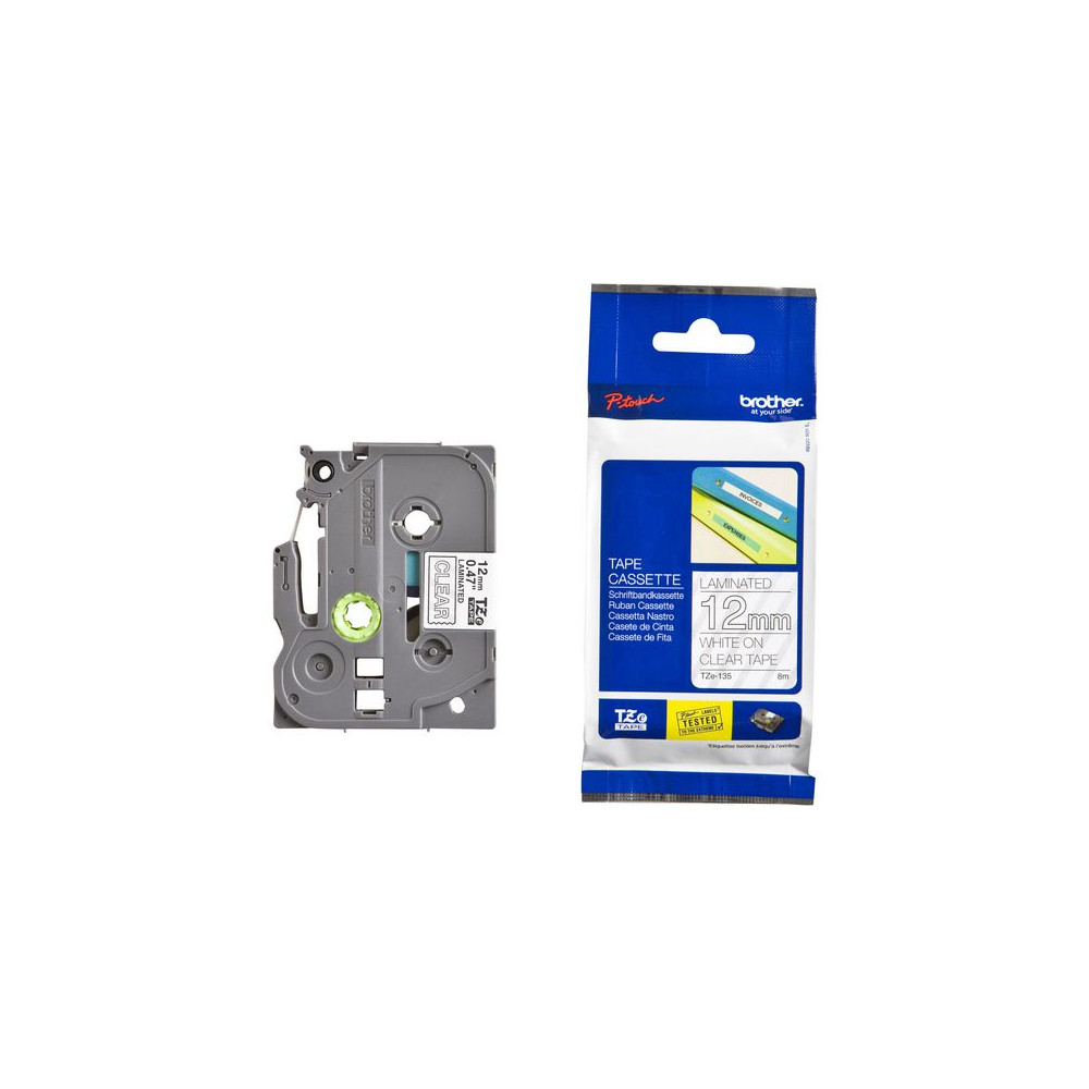 Tape BROTHER TZE135 12mm Vit på Klar