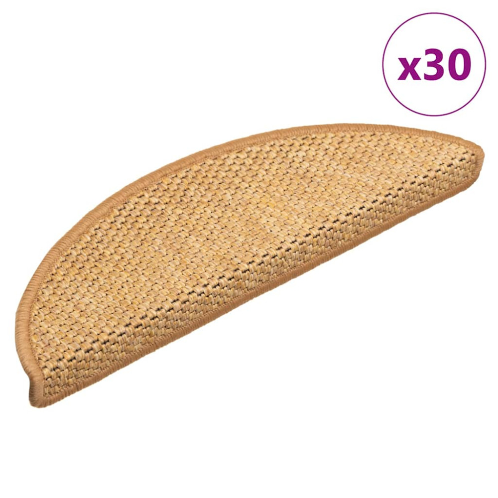 Trappmattor självhäftande sisal-look 30 st 56x17x3 cm sisal