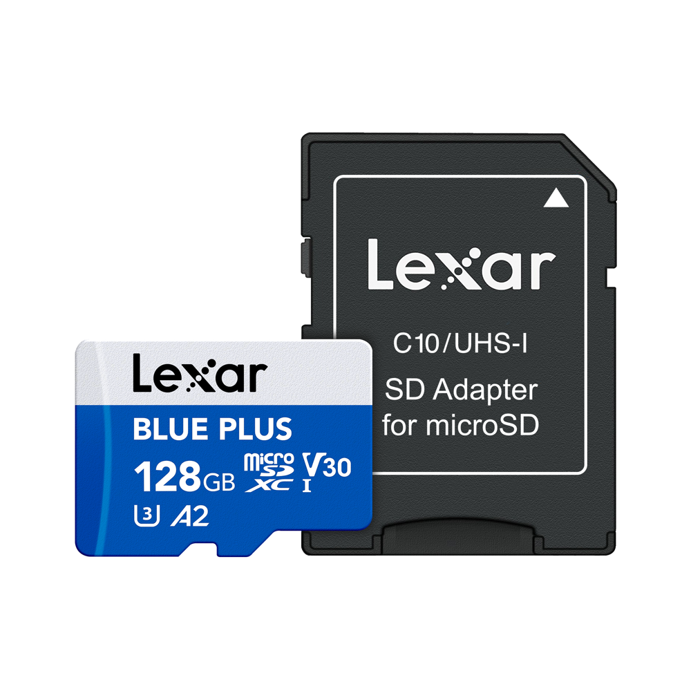 Lexar microSDHC Blue Plus UHS-I with SD adapter, up to 170MB/s read C10/A2/U3 (V30) 128GB