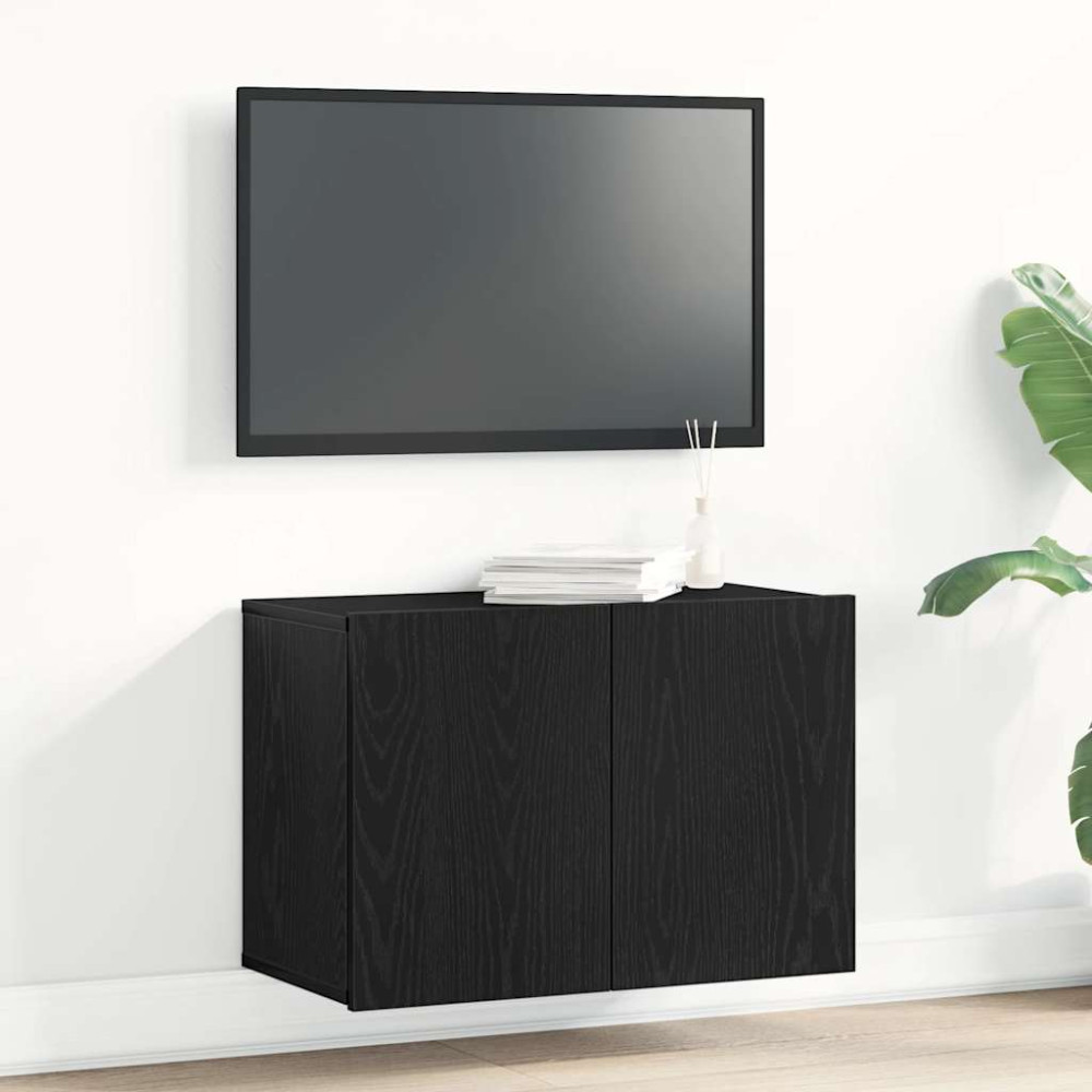 TV-skåp svart ek 60x30x41 cm konstruerat trä