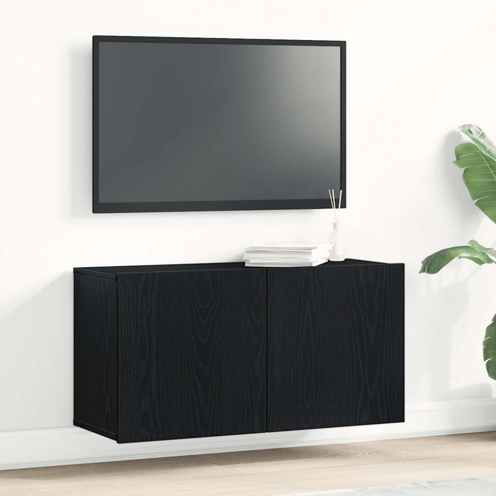TV-skåp svart ek 80x30x41 cm konstruerat trä