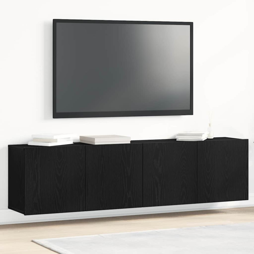 TV-skåp 2 st svart ek 160x30x41 cm konstruerat trä