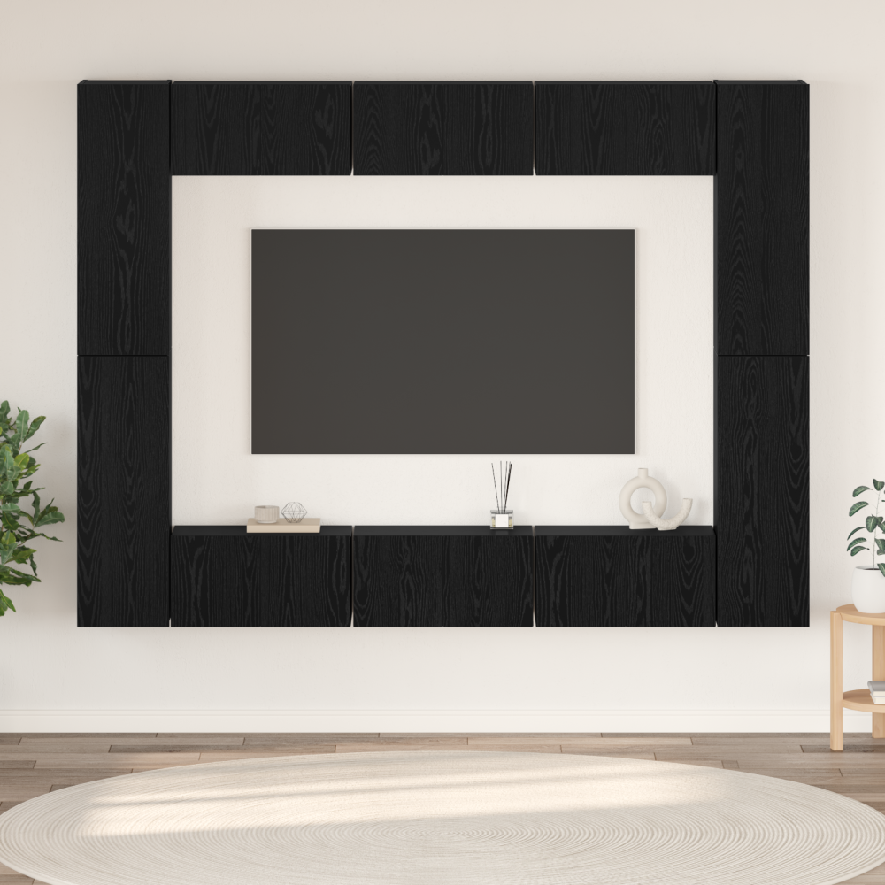 TV-bänkset med hylla Övrigt med lagring med dörr 10 pcs Svart ek Medium 30.5 x 30 x 90 cm