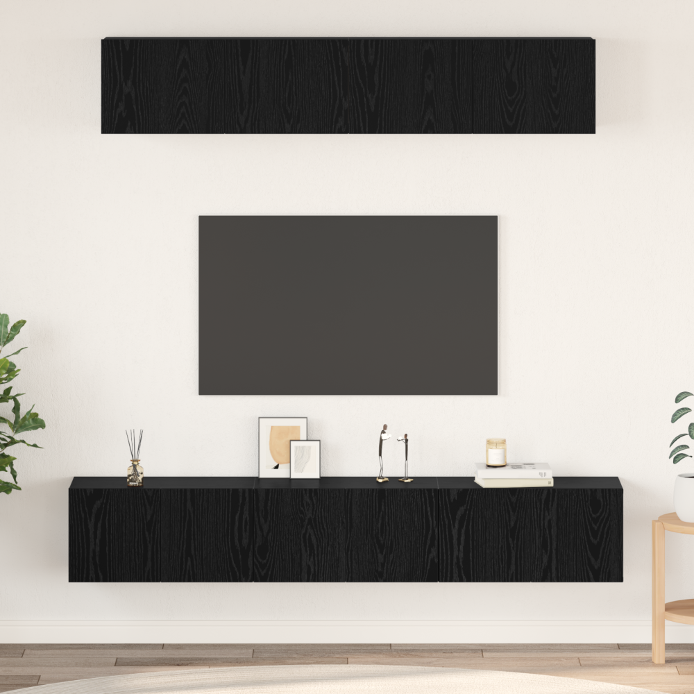 TV-bänkset 5 pcs Svart ek 80 x 30 x 30 cm Konstruerat trä