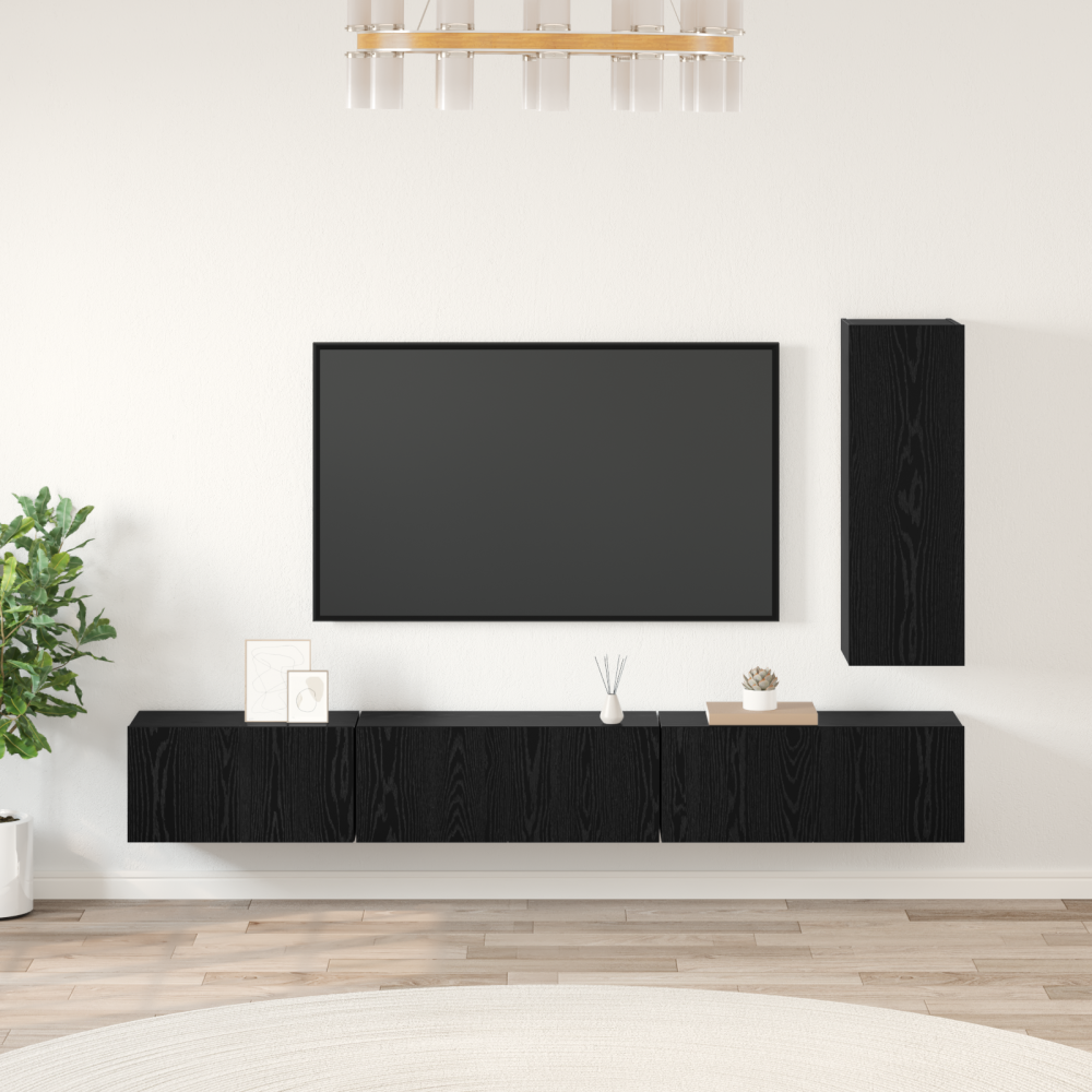 TV-bänkset 4 pcs Svart ek 30.5 x 30 x 90 cm Konstruerat trä