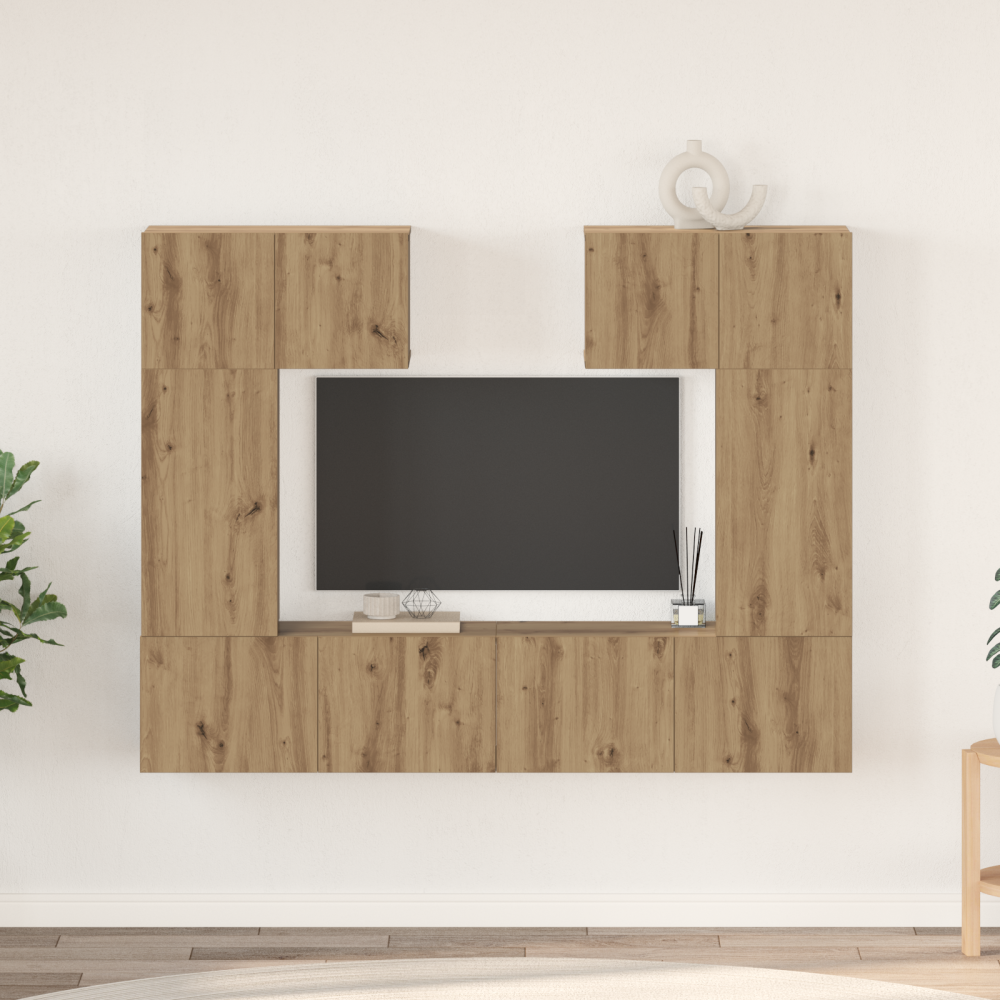 TV-bänkset med hylla med lagring med dörr 6 pcs artisan ek 80 x 30 x 30 cm