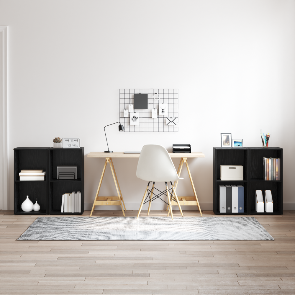TV-bänkset 4 pcs Svart ek 72 x 35 x 36.5 cm Konstruerat trä