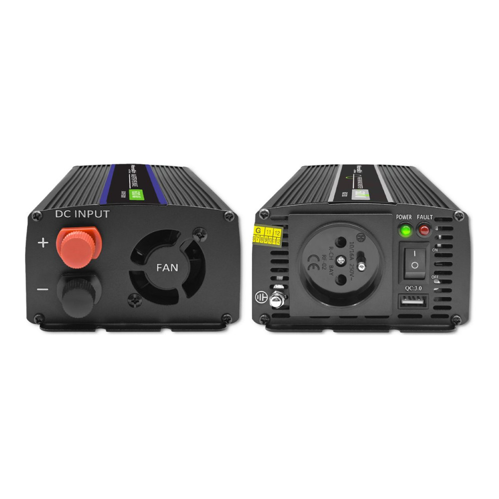 Qoltec Monolith - strömomvandlare - MS wave, 230V, 1500, USB - 3000 Watt