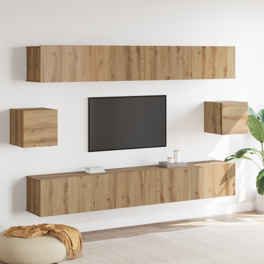 TV-bänkset Väggmonterad 6 pcs Gammal hantverk 100 x 30 x 30 cm