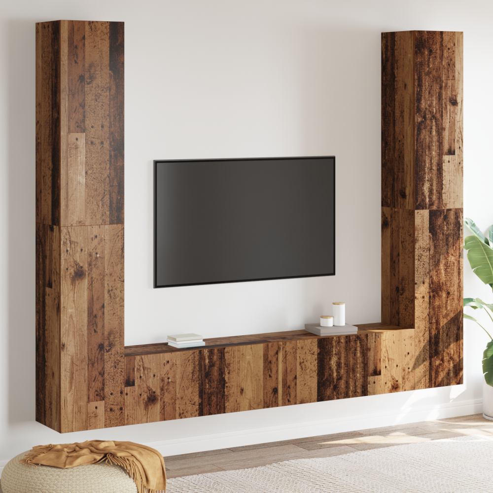 TV-skåp 6 pcs Brun 221 x 30 x 180 cm Konstruerat trä