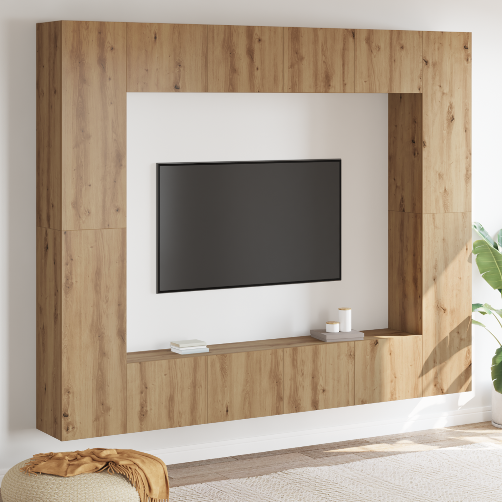 TV-skåp 8 pcs Brun 221 x 30 x 180 cm Konstruerat trä