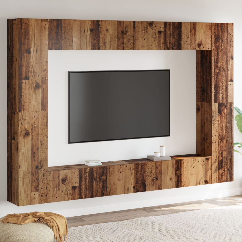 TV-bänkset 8 pcs Gammalt trä 100 x 30 x 30 cm Konstruerat trä