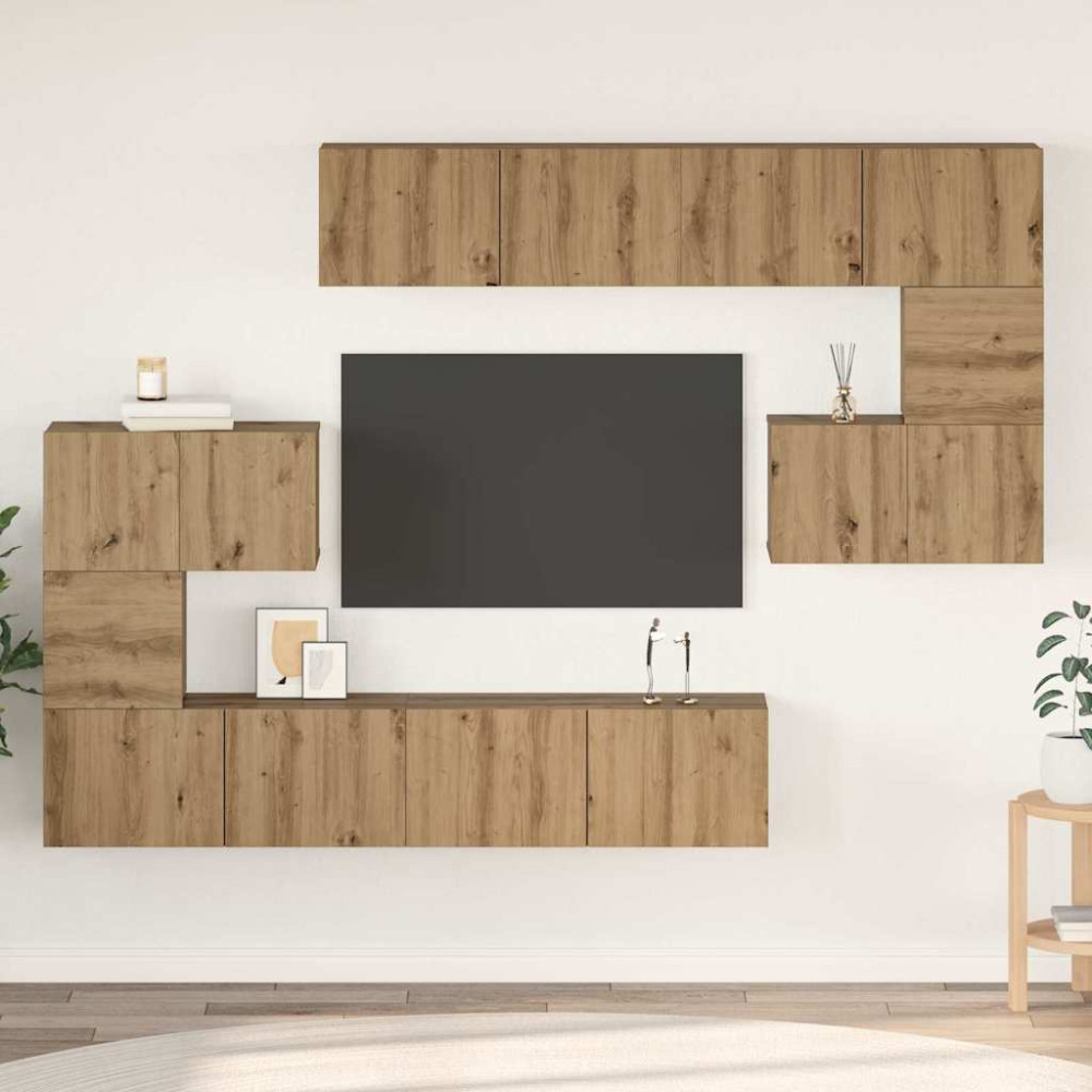 TV-bänkset 8 pcs artisan ek 80 x 30 x 30 cm Konstruerat trä