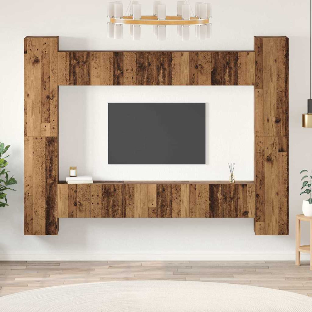 TV-bänkset 10 pcs Gammalt trä 30.5 x 30 x 90 cm Konstruerat trä