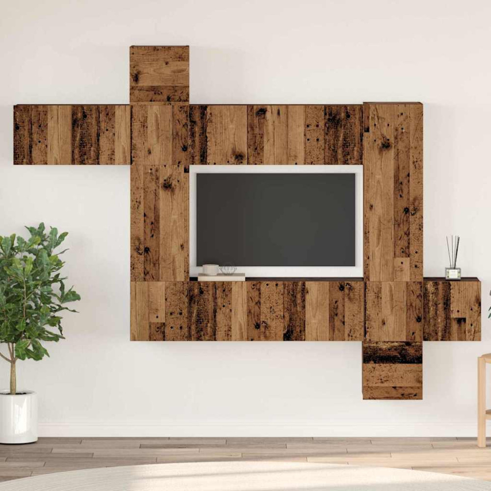 TV-bänkset 10 pcs Gammalt trä 30.5 x 30 x 90 cm Konstruerat trä