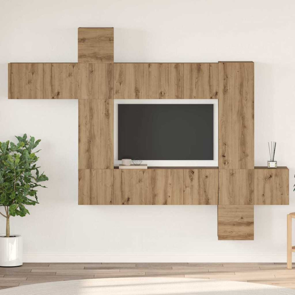 TV-bänkset 10 pcs artisan ek 30.5 x 30 x 90 cm Konstruerat trä
