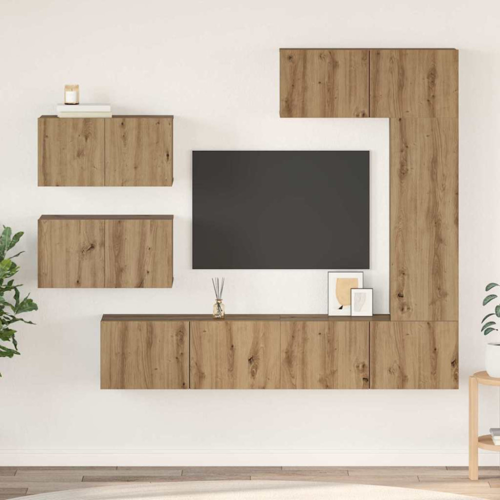 TV-bänkset 6 pcs artisan ek 30.5 x 30 x 90 cm Konstruerat trä