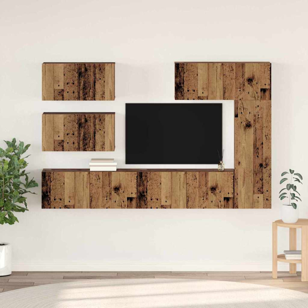 TV-bänkset 6 pcs Gammalt trä 30.5 x 30 x 90 cm Konstruerat trä