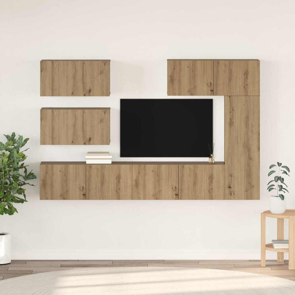 TV-bänkset 6 pcs artisan ek 30.5 x 30 x 90 cm Konstruerat trä