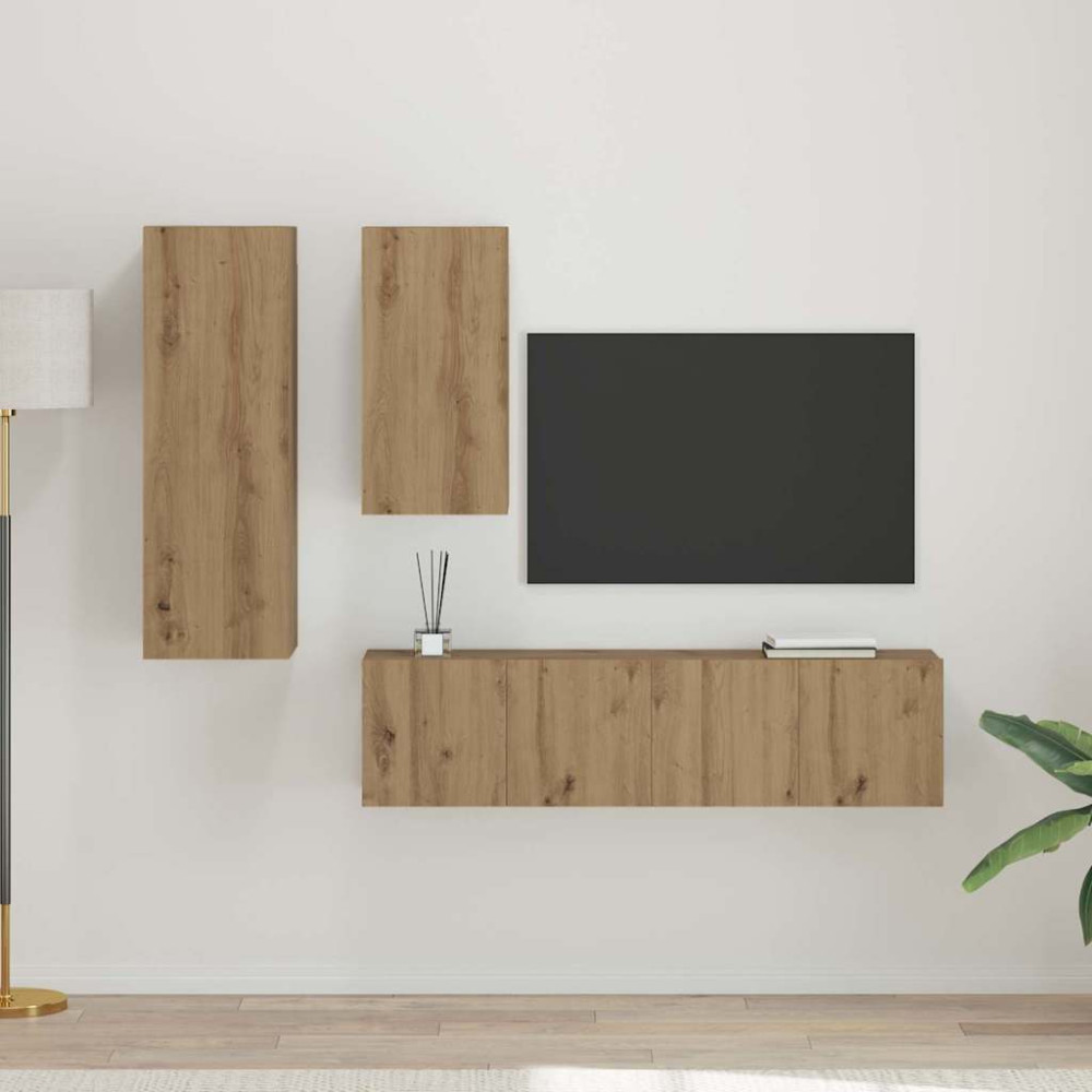 TV-bänkset 4 pcs artisan ek 30.5 x 30 x 90 cm Konstruerat trä