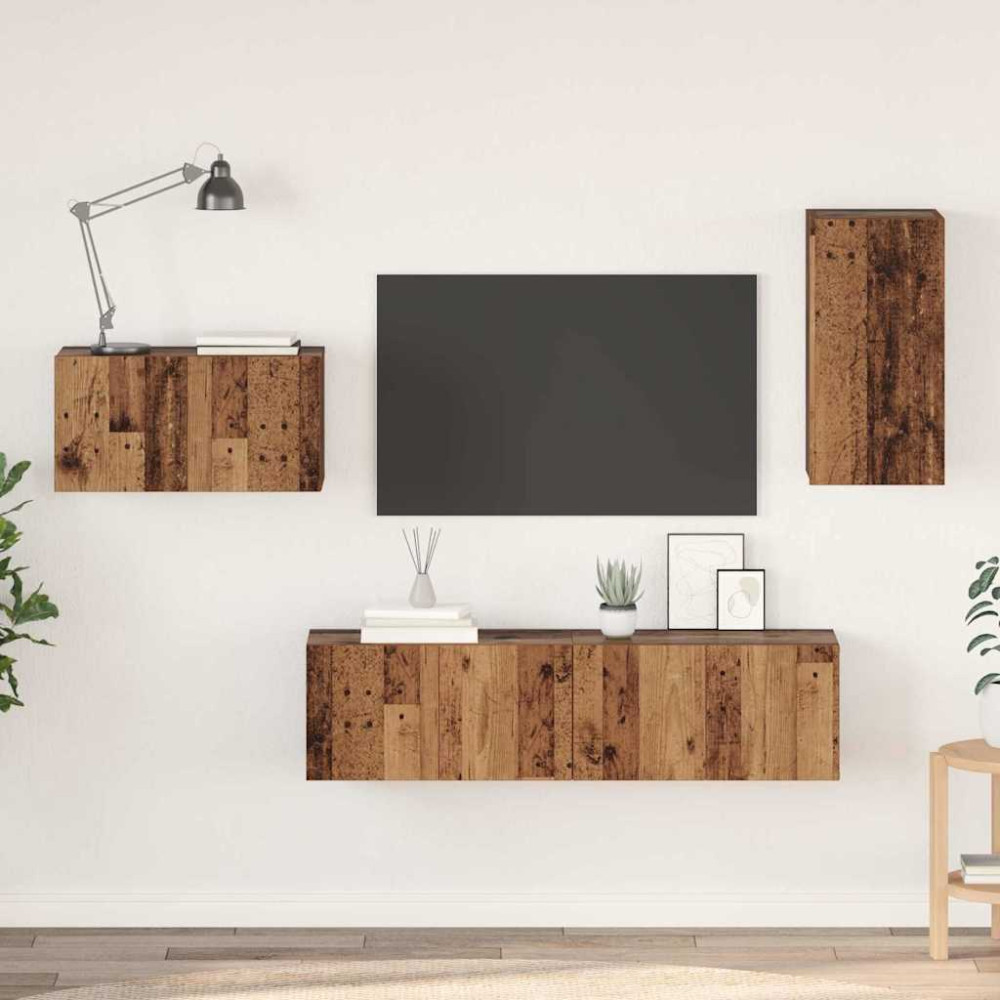 TV-bänkset 4 pcs Gammalt trä 30.5 x 30 x 60 cm Konstruerat trä
