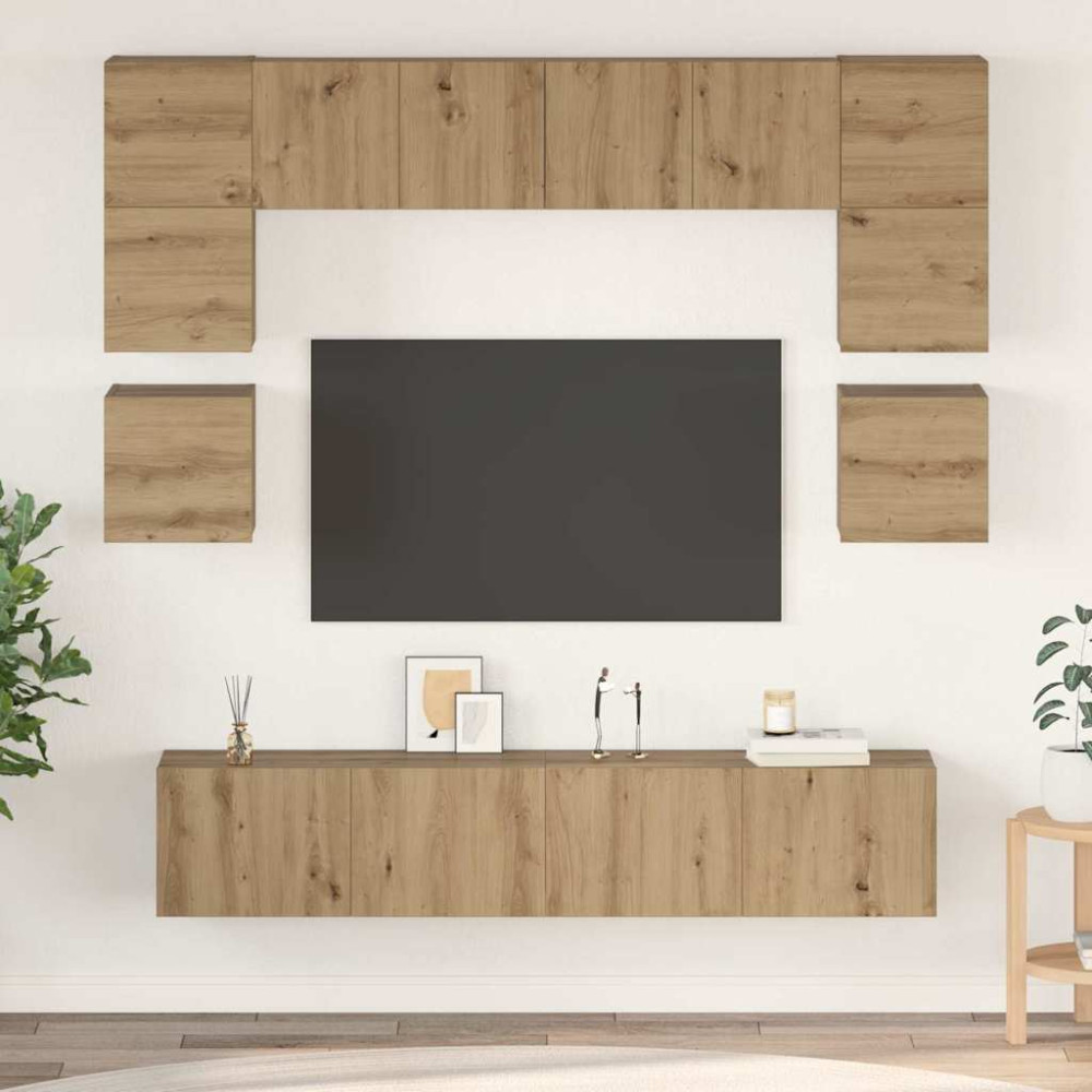 TV-bänkset 8 pcs artisan ek 80 x 30 x 30 cm Konstruerat trä