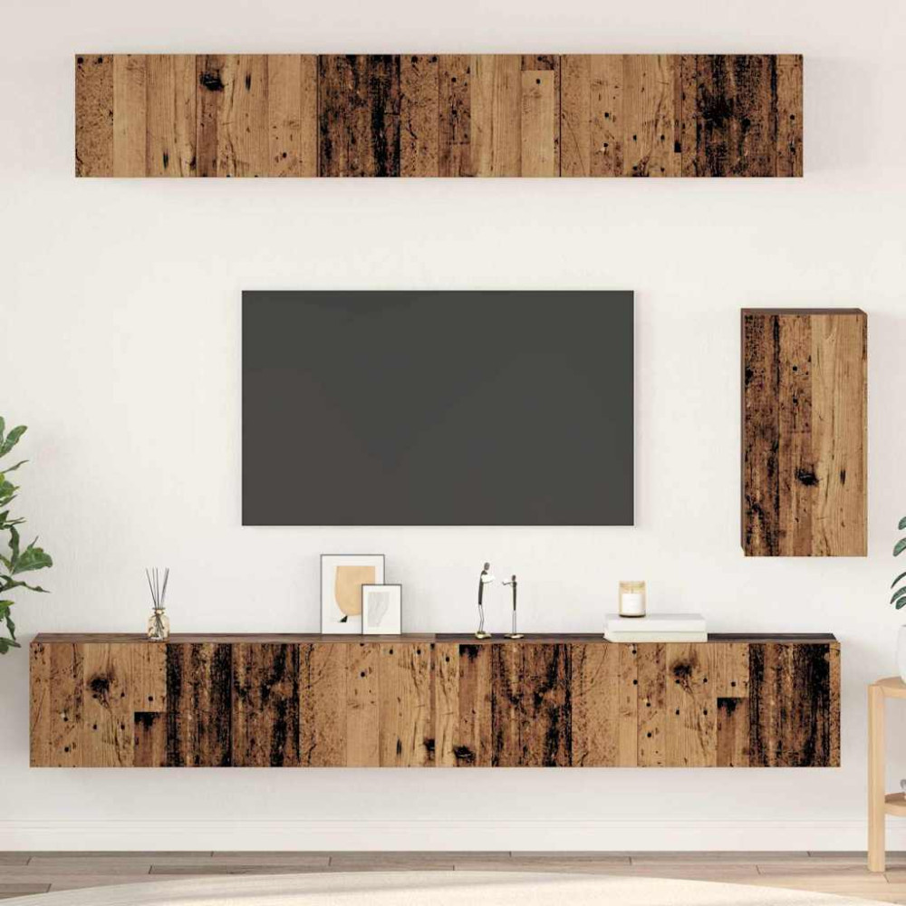 TV-bänkset 6 pcs Gammalt trä Standard Medium Konstruerat trä