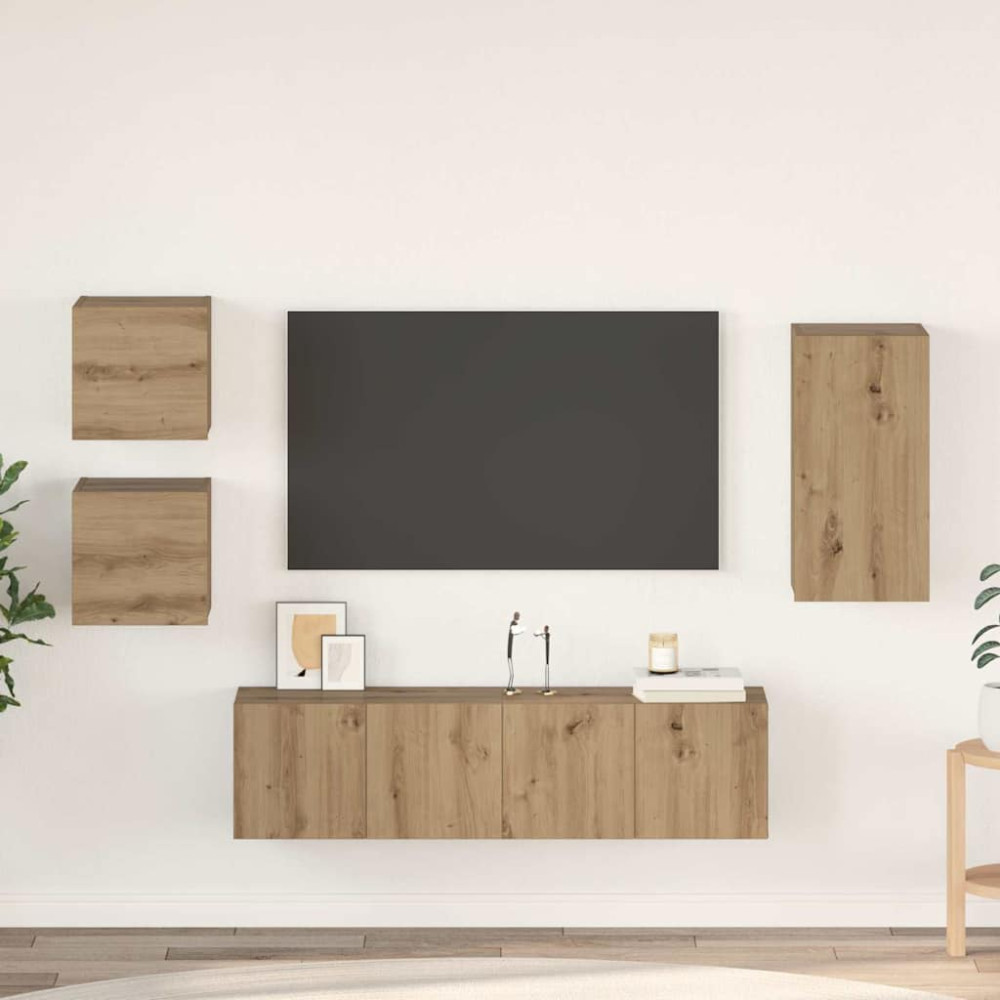 TV-bänkset 5 pcs artisan ek 30.5 x 30 x 60 cm Konstruerat trä