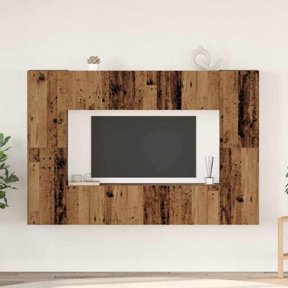 TV-bänkset 8 pcs Gammalt trä 60 x 30 x 30 cm Konstruerat trä