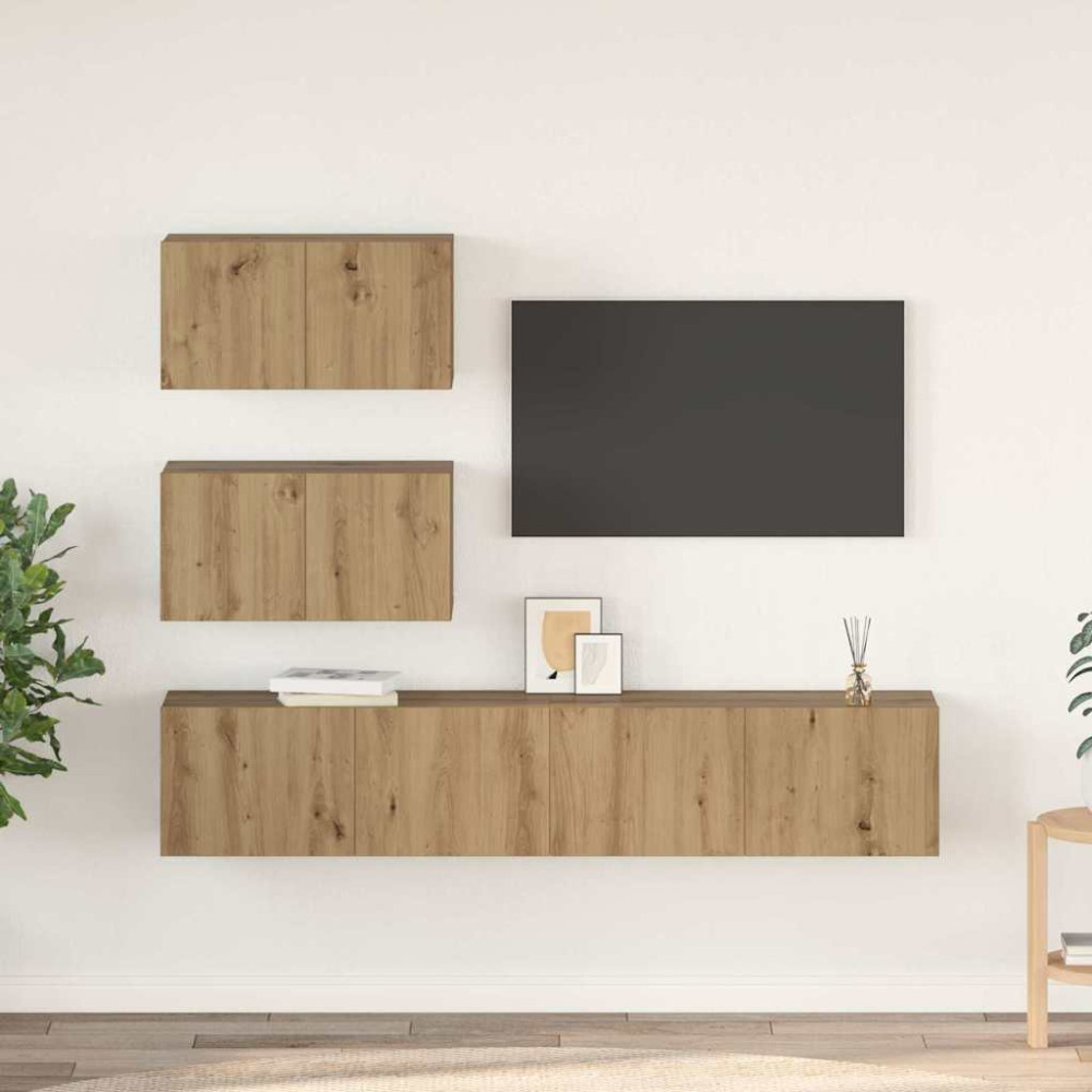 TV-bänkset 4 pcs artisan ek 80 x 30 x 30 cm Konstruerat trä