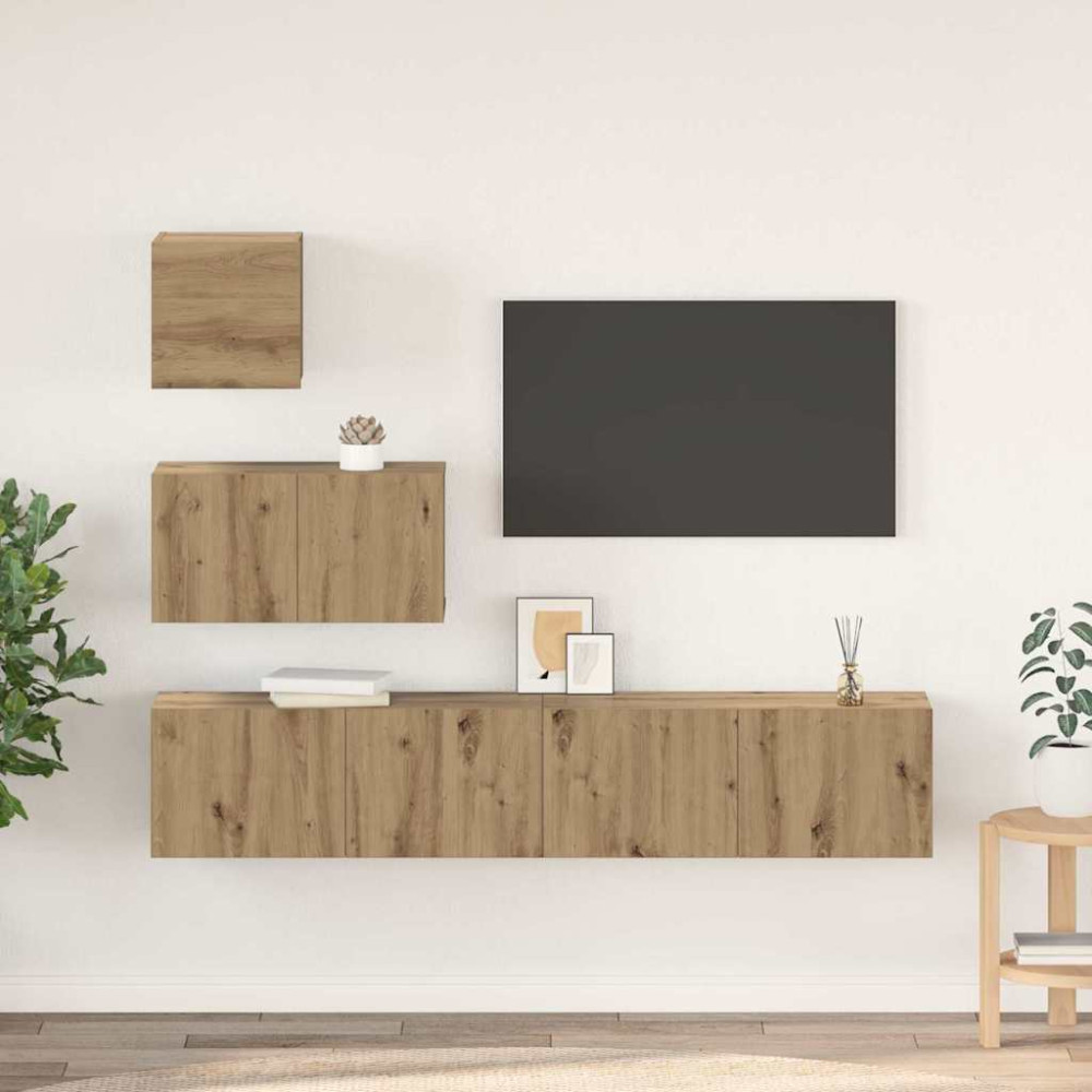 TV-bänkset 4 pcs artisan ek 80 x 30 x 30 cm Konstruerat trä