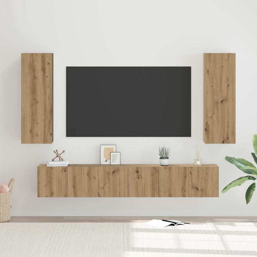 TV-bänkset 4 pcs artisan ek 30.5 x 30 x 90 cm Konstruerat trä