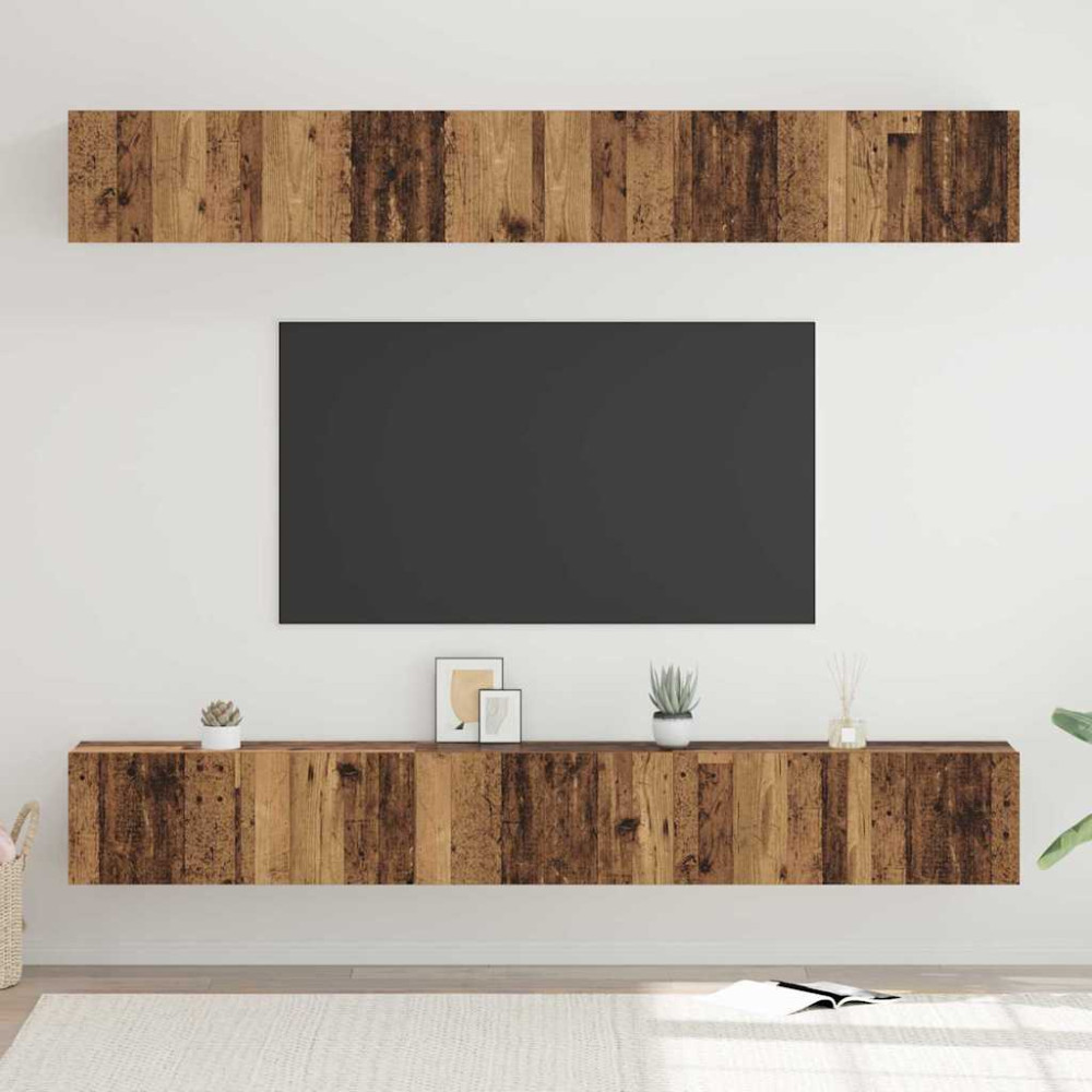 TV-bänkset 6 pcs Gammalt trä 80 x 30 x 30 cm Konstruerat trä