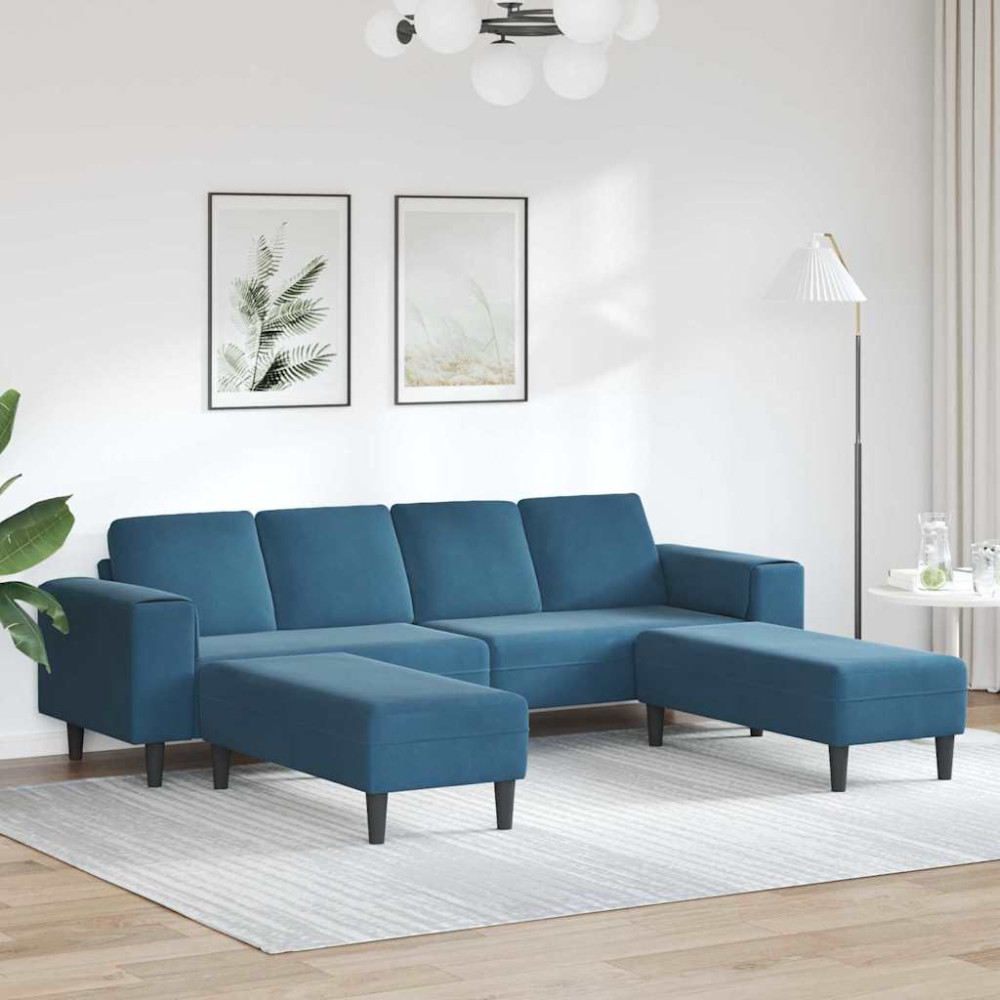 Soffset 3 pcs Blå Sammet